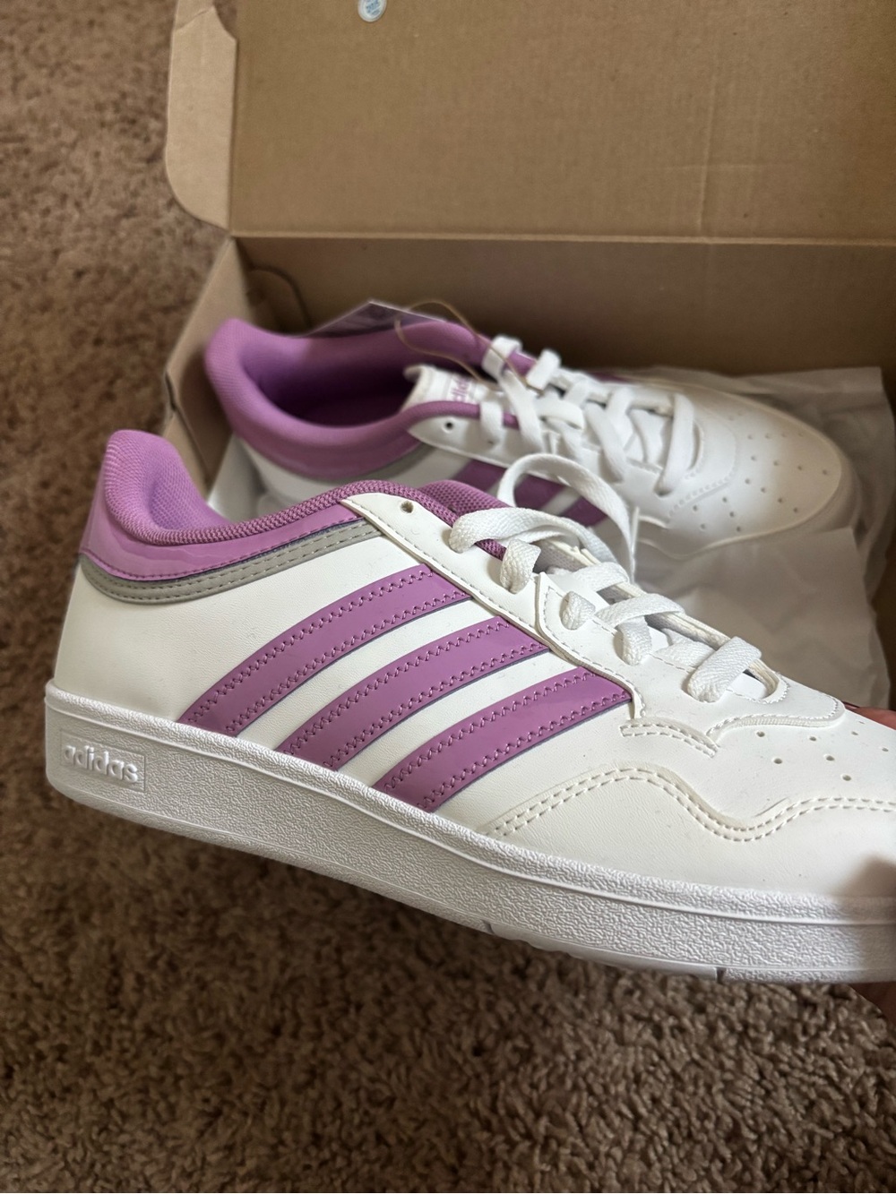 adidas Women White & Lavender Low-Top Sneakers
